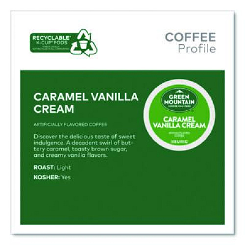 Green Mountain Coffee Caramel Vanilla Cream Coffee K-Cups, 0.33 oz, 48/Box (2140462)