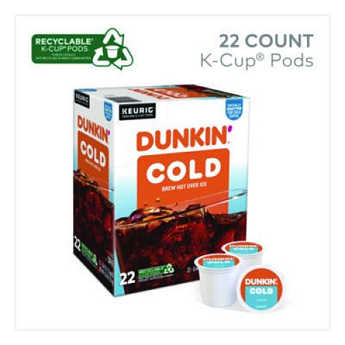 Dunkin' Cold Iced Coffee K-Cups, Regular, 0.44 oz, 22/Box (5000369251)