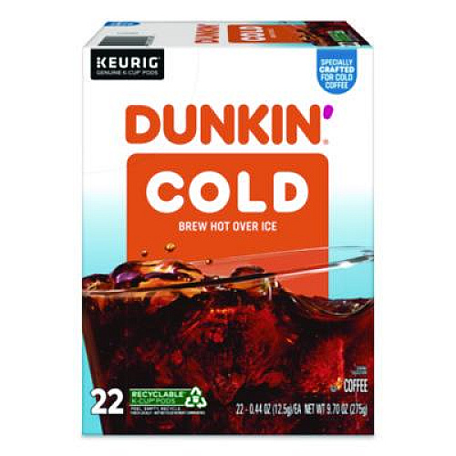 Dunkin' Cold Iced Coffee K-Cups, Regular, 0.44 oz, 22/Box (5000369251)