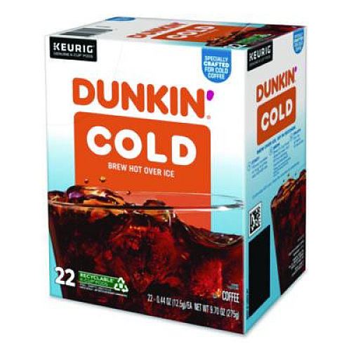 Dunkin' Cold Iced Coffee K-Cups, Regular, 0.44 oz, 22/Box (5000369251)