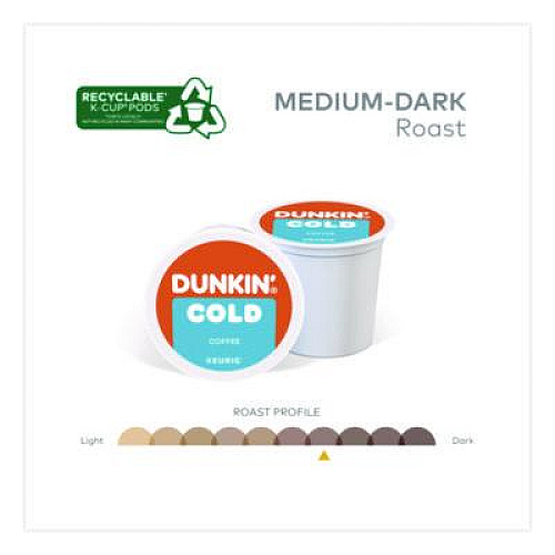 Dunkin' Cold Iced Coffee K-Cups, Regular, 0.44 oz, 22/Box (5000369251)