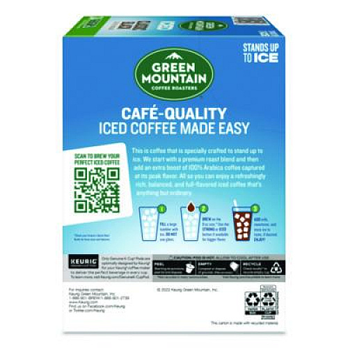 Green Mountain Coffee Classic Black Brew Over Ice Coffee K-Cups, 0.4 oz, 24/Box (5000372042)