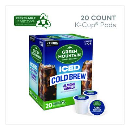 Green Mountain Coffee Almond Vanilla Brew Over Ice Coffee K-Cups, 0.21 oz, 20/Box (5000372045)