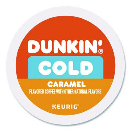 Dunkin' Cold Iced Coffee K-Cups, Caramel, 0.44 oz, 22/Box (5000375314)