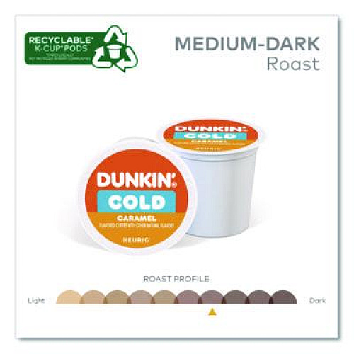 Dunkin' Cold Iced Coffee K-Cups, Caramel, 0.44 oz, 22/Box (5000375314)