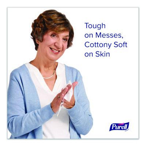 PURELL Cottony Soft Individually Wrapped Sanitizing Hand Wipes, 5 x 7, Herbal Scent, White, 480/Carton (902512)