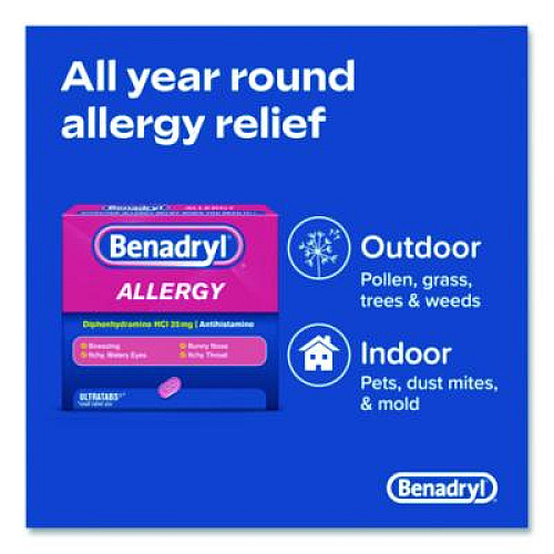 Benadryl Allergy Ultratabs Tablets, Two-Pack, 60 Packs/Box (17060)