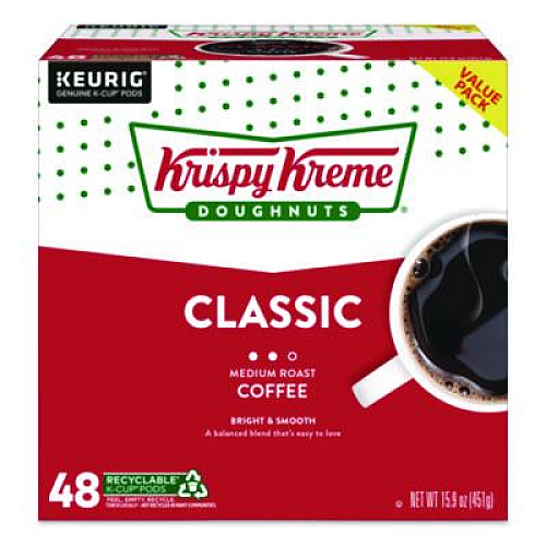 Krispy Kreme Doughnuts Classic Coffee K-Cups, Medium Roast, 0.33 oz, 48/Box (24306975)