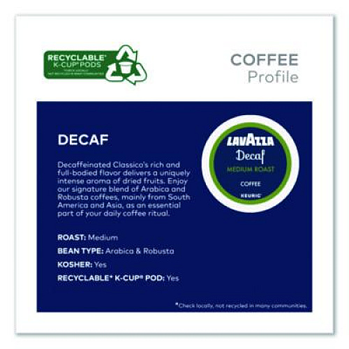 Lavazza Classico Coffee K-Cups, Decaf, 0.41 oz, 22/Box (5000375720)