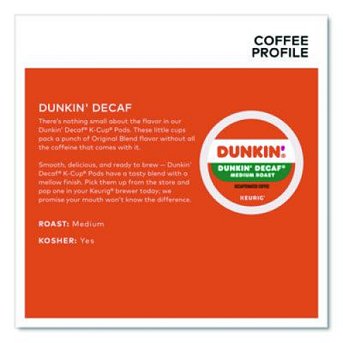 K-Cup Pods, Dunkin' Decaf, 44/Box (24306977)