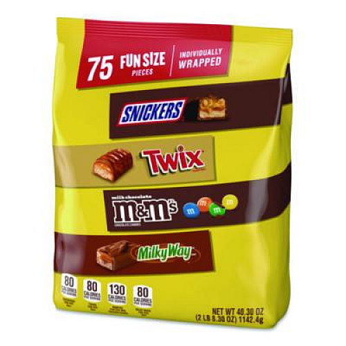 MARS Fun Size Milk Chocolate Variety Pack, Assorted, 40.3 oz, 75 Pieces (MMM59795)