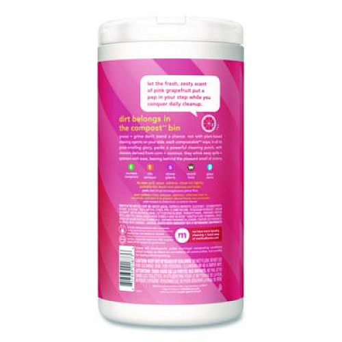 Method All Purpose Cleaning Wipes, 1 Ply, Pink Grapefruit, White, 70/Pack (365347)