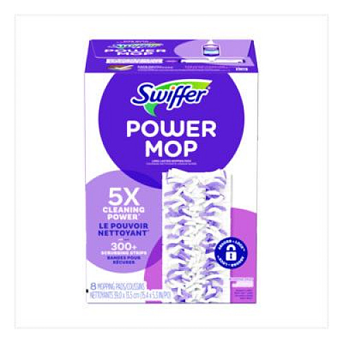 Swiffer PowerMop Mopping Pads, 15.4 x 5.3, White/Purple, 8/Pack (08189PK)