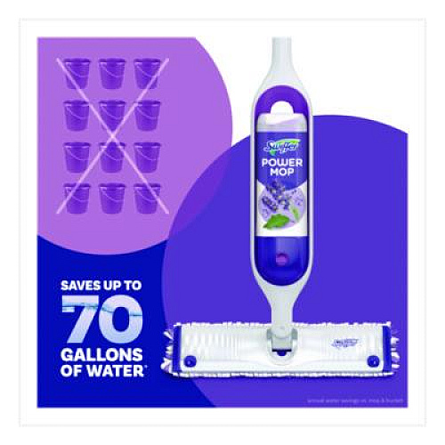 Swiffer PowerMop Cleaning Solution and Pads Refill Pack, Lavender, 25.3 oz Bottle and 5 Pads/Pack (09117EA)