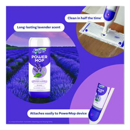 Swiffer PowerMop Cleaning Solution and Pads Refill Pack, Lavender, 25.3 oz Bottle and 5 Pads/Pack (09117EA)