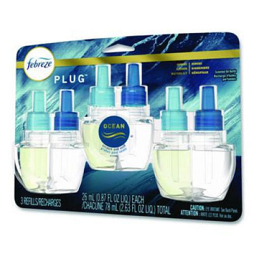 Febreze PLUG Air Freshener Refills, Ocean, 0.87 oz, 3/Pack (71932)