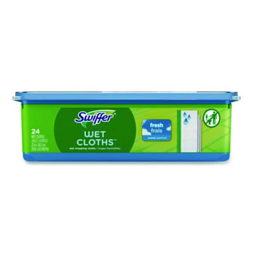 Swiffer Wet Refill Cloths, 10 x 8, Fresh Scent, White, 24/Box (82856BX)