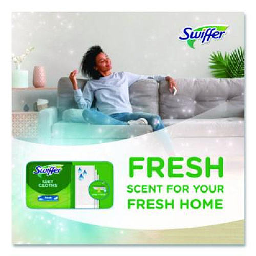 Swiffer Wet Refill Cloths, 10 x 8, Fresh Scent, White, 24/Box (82856BX)