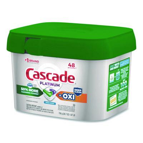 Cascade Action Pacs+Oxi, Fresh Scent, 26.7 oz Tub, 48/Pack (3700027425)