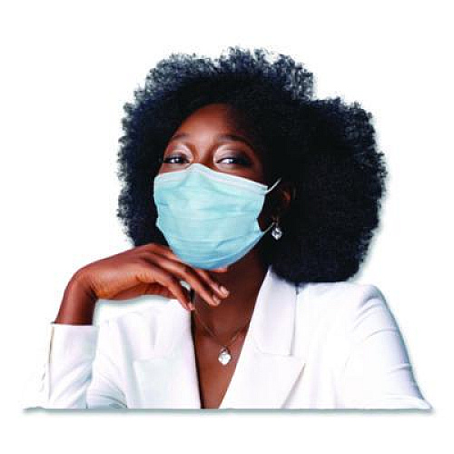Medicom Three-Ply Disposable Face Mask, Paper, One Size Fits Most, 50/Box (214115CAN)