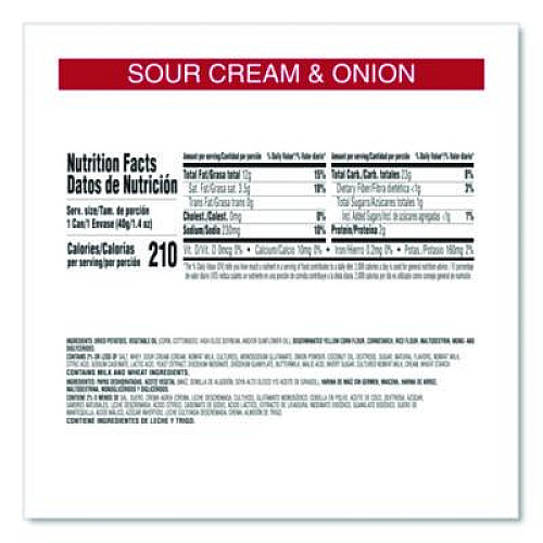 Pringles Grab and Go sour Cream and Onion Crisps, 1.4 oz Cans, 12/Box (KEE16673)