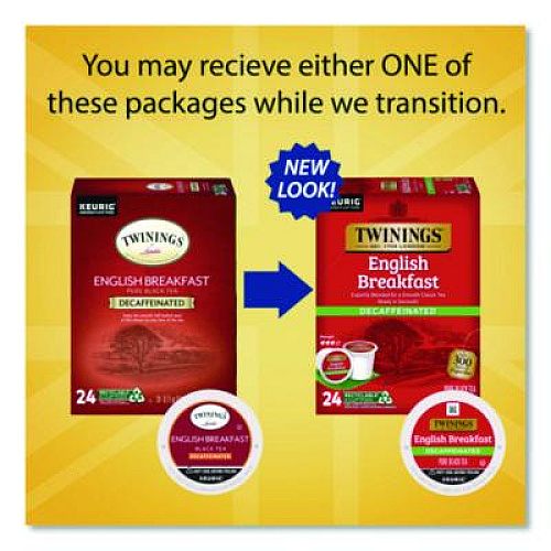 TWININGS Tea K-Cups, English Breakfast Decaf, 0.11 oz, 24/Box (TNA85784)