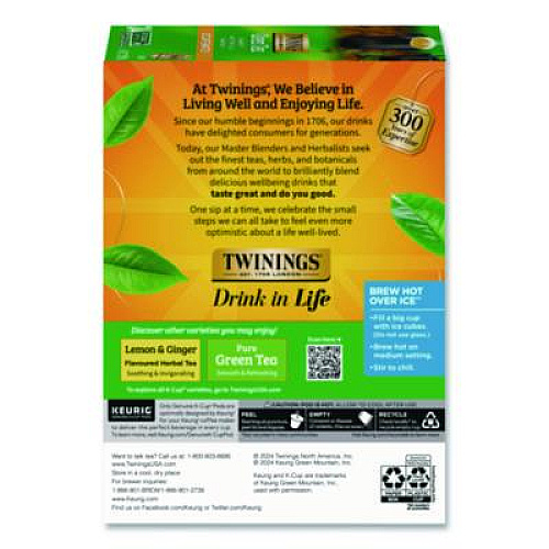 TWININGS Tea K-Cups, Decaf Green Tea, 0.11 oz, 24/Box (TNA90557)