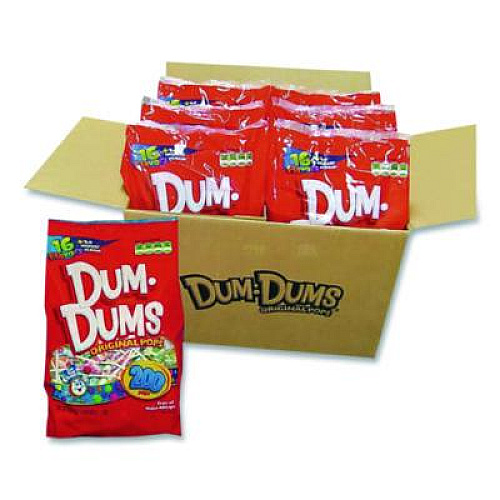 Spangler Dum-Dum-Pops, Assorted Flavors, Individually Wrapped, 2 lb Bag, 200 Pieces/Bag, 6 Bags/Carton (711)