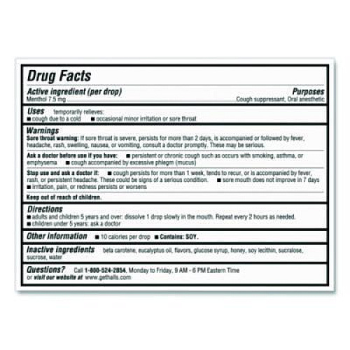 HALLS Relief Menthol cough Suppressant - Oral Anesthetic, Honey Lemon, 30/Pack (621835306OWN)