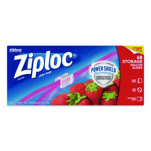 Ziploc Slider Storage Bags, Gallon, 9.5" x 2.63" x 10.56", Clear, 68 Bags (316489)