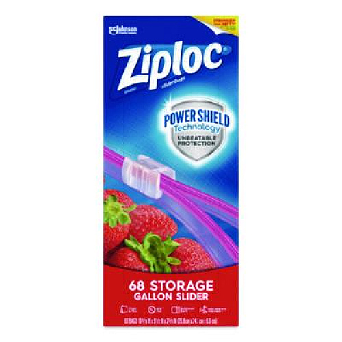 Ziploc Slider Storage Bags, Gallon, 9.5" x 2.63" x 10.56", Clear, 68 Bags (316489)