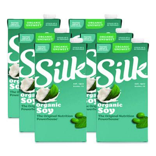 Silk Soymilk, Unsweetened Original, 32 oz, 6/Carton (1706751)