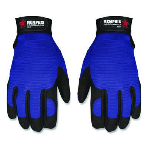 MCR Safety Memphis Gloves Fasguard Clarino Synthetic Leather Palm Multi-Task Gloves, 9" Long, Large, Blue/Black, Pair (900L)