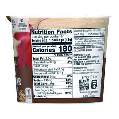Quaker Instant Oatmeal, Maple Brown Sugar, 1.69 oz Packet, 24/Carton (570958)