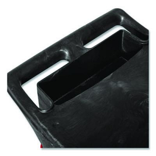 Rubbermaid Commercial Two-Shelf Trades Cart, Plastic, 2 Shelves, 2 Drawers, 330 lb Capacity, 19.25" x 38" x 33.38", Black (618000BLA)