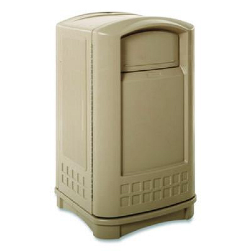 Rubbermaid Commercial Plaza Indoor/Outdoor Waste Container, 50 gal, Plastic, Beige (396400BG)