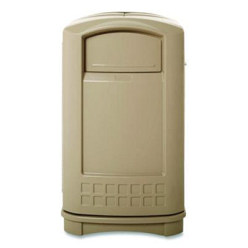 Rubbermaid Commercial Plaza Indoor/Outdoor Waste Container, 50 gal, Plastic, Beige (396400BG)