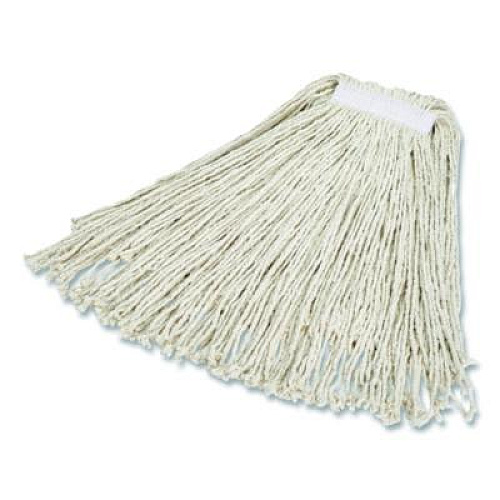 Rubbermaid Commercial Non-Launderable Economy Cut-End Cotton Wet Mop Head, 24 oz, 1" Band, White, 12/Carton (V118)
