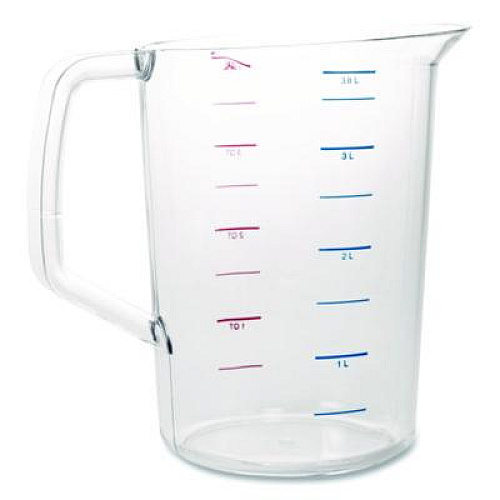 Rubbermaid Commercial Bouncer Measuring Cup, 4 qt, Plastic, Clear (3218CLE)
