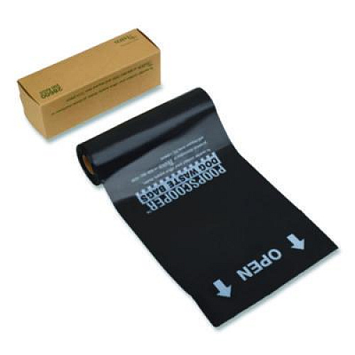 Tatco Dog Waste Bags, Open-Face, 0.5 gal, 8" x 13", Black, Perforated Roll, 200 Bags/Roll, 10 Rolls/Carton (28600)