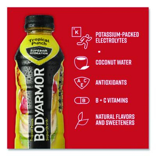 BodyArmor SuperDrink Sports Drink, Tropical Punch, 16 oz Bottle, 12/Pack (10000814)