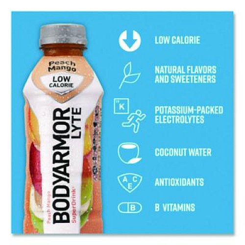 BodyArmor LYTE Sports Drink, Peach Mango, 16 oz Bottle, 12/Pack (10001212)