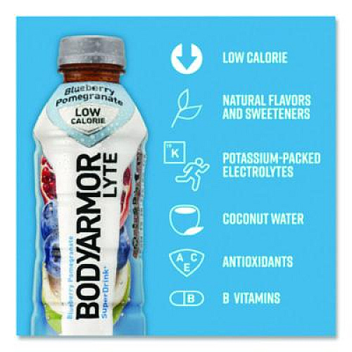BodyArmor LYTE Sports Drink, Blueberry Pomegranate, 16 oz Bottle, 12/Pack (10002011)