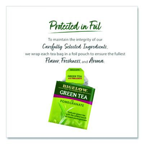 Bigelow Green Tea with Pomegranate, 0.07 oz Tea Bag, 28/Box (RCB10363)