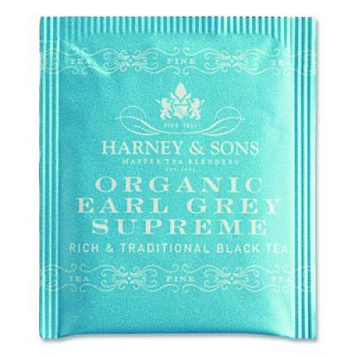 Harney & Sons Premium Tea, Organic Earl Grey Supreme Black Tea, Individually Wrapped Tea Bags, 20/Box (HSF30686)