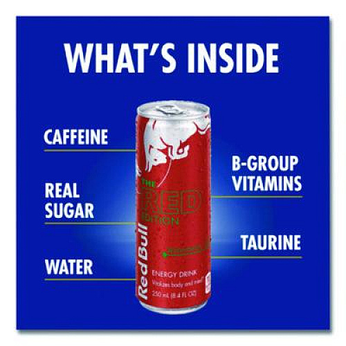 Red Bull The Red Edition Energy Drink, Watermelon, 8.4 oz Can, 24/Carton (RBD45448)
