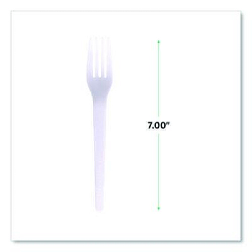 Eco-Products Plantware CPLA Cutlery, Individually Wrapped, Fork, Plastic, White, 1,000/Carton (EPS017W)