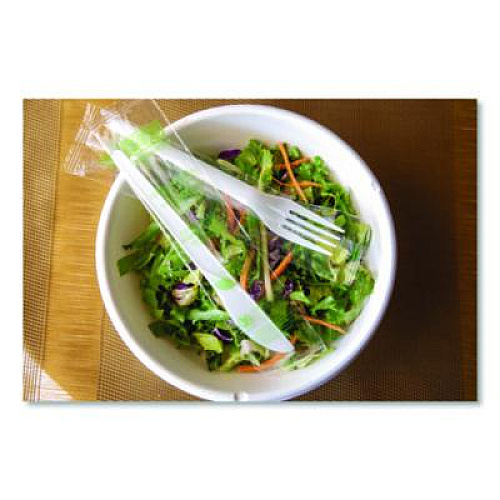 Eco-Products Plantware CPLA Cutlery, Individually Wrapped, Fork, Plastic, White, 1,000/Carton (EPS017W)