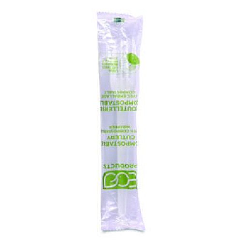 Eco-Products Plantware CPLA Cutlery, Individually Wrapped, Fork, Plastic, White, 1,000/Carton (EPS017W)