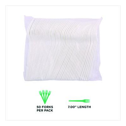 Eco-Products Plantware CPLA Cutlery, Fork, White, 1,000/Carton (EPS017)
